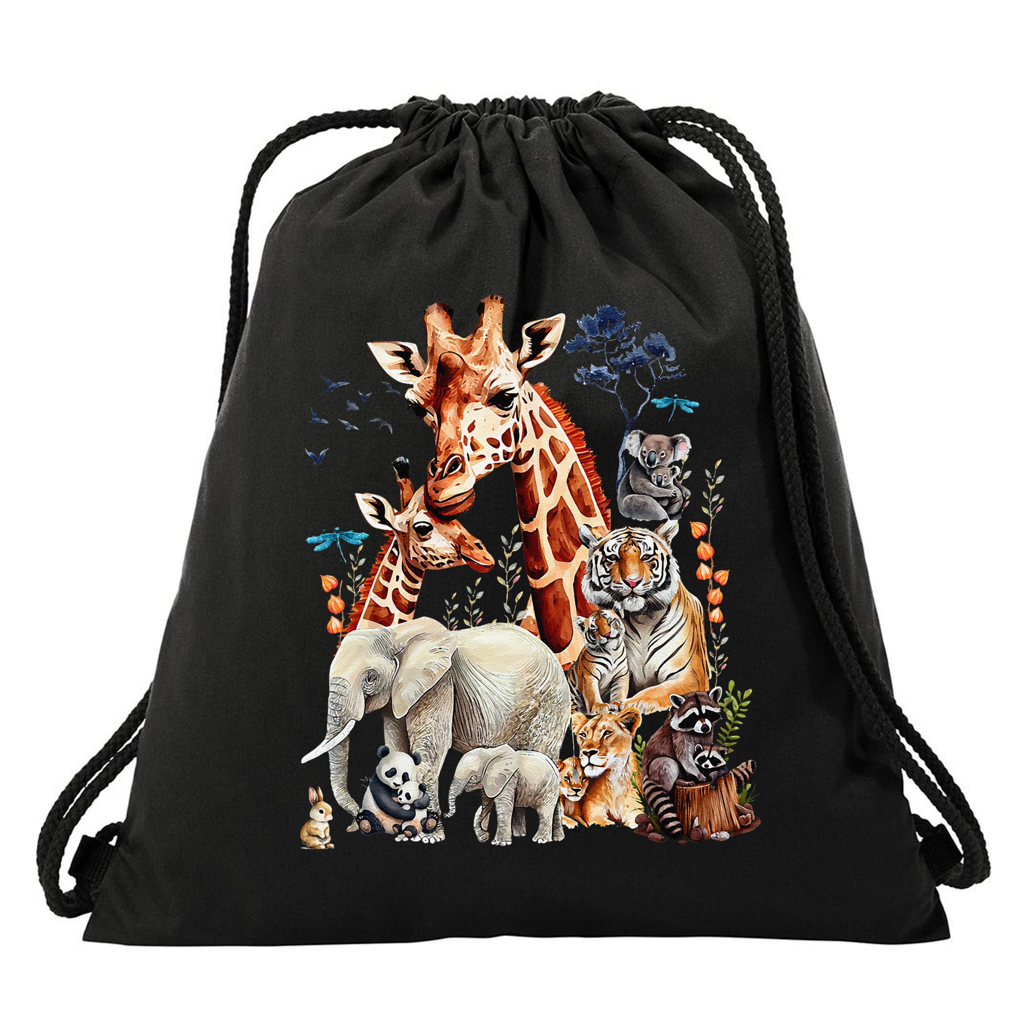 Zoo Animals Wildlife Birthday Party Animal Safari Jungle Drawstring Bag