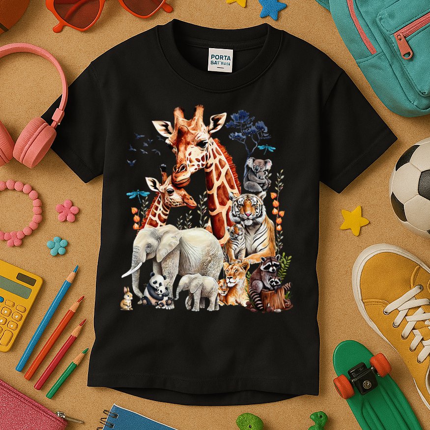 Zoo Animals Wildlife Birthday Party Animal Safari Jungle Kids T-Shirt