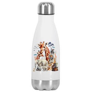 Zoo Animals Wildlife Birthday Party Animal Safari Jungle Stainless Steel Insulated Water Bottle