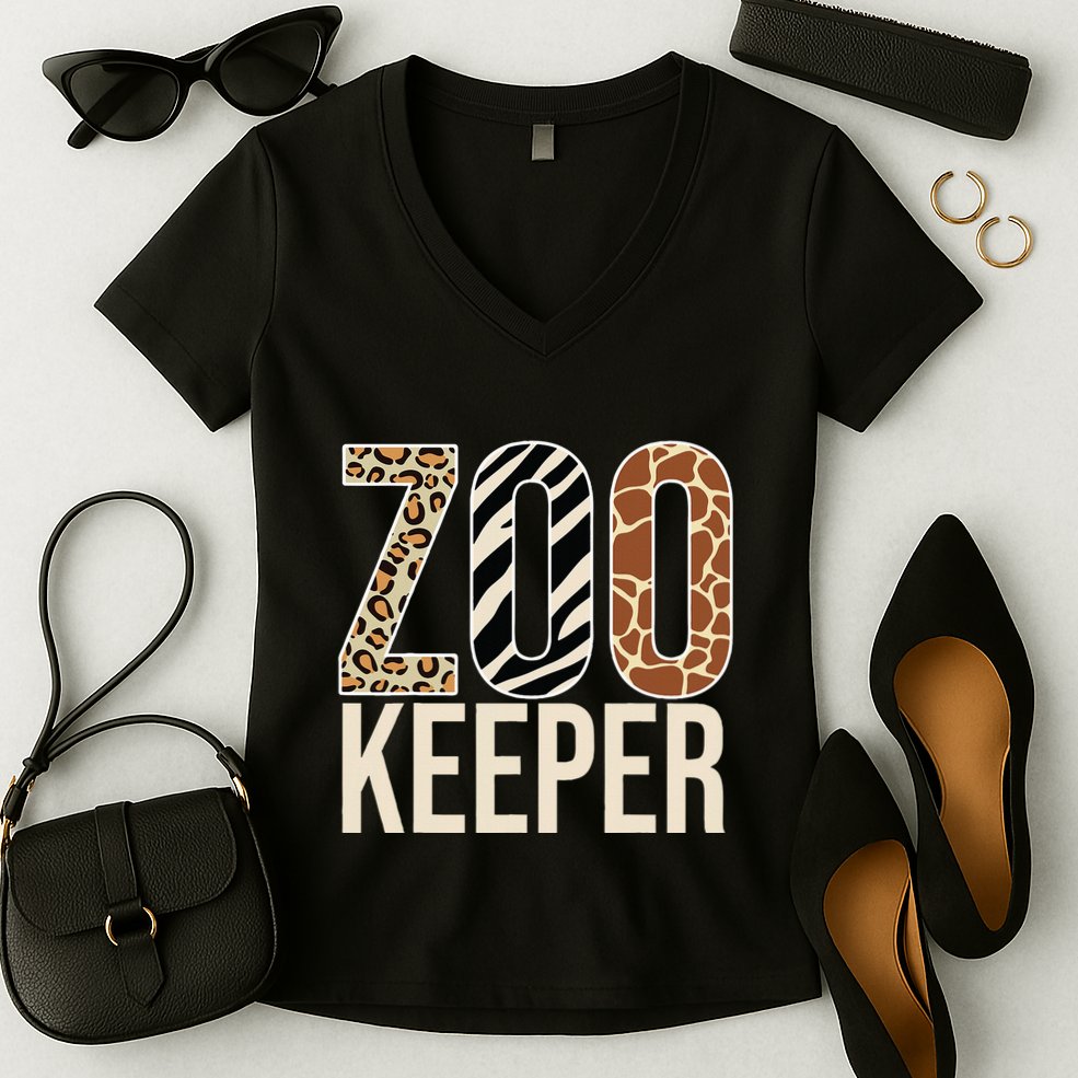 Zookeeper Animals Zoo Wildlife Lover Safari Savanna Costume Women's V-Neck T-Shirt