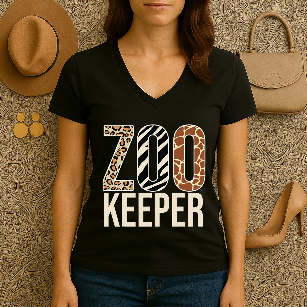 Zookeeper Animals Zoo Wildlife Lover Safari Savanna Costume Women's V-Neck T-Shirt