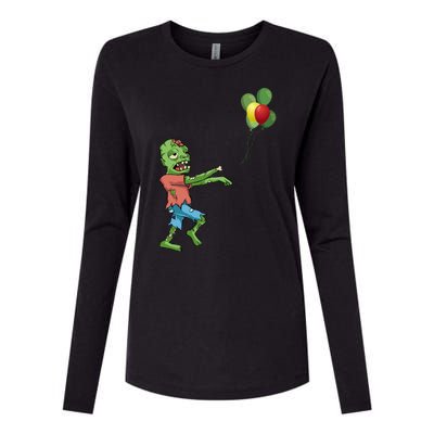 Zombie Birthday Balloon Funny Womens Cotton Relaxed Long Sleeve T-Shirt