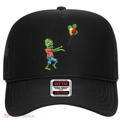 Zombie Birthday Balloon Funny High Crown Mesh Back Trucker Hat