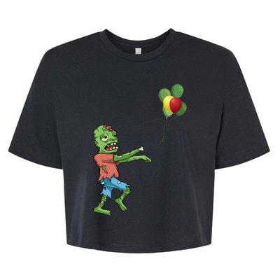 Zombie Birthday Balloon Funny Bella+Canvas Jersey Crop Tee