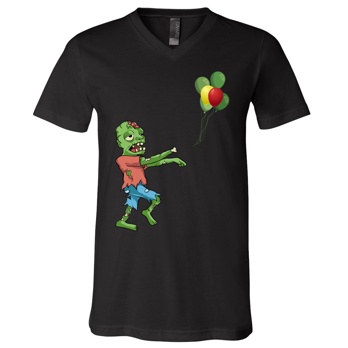 Zombie Birthday Balloon Funny V-Neck T-Shirt