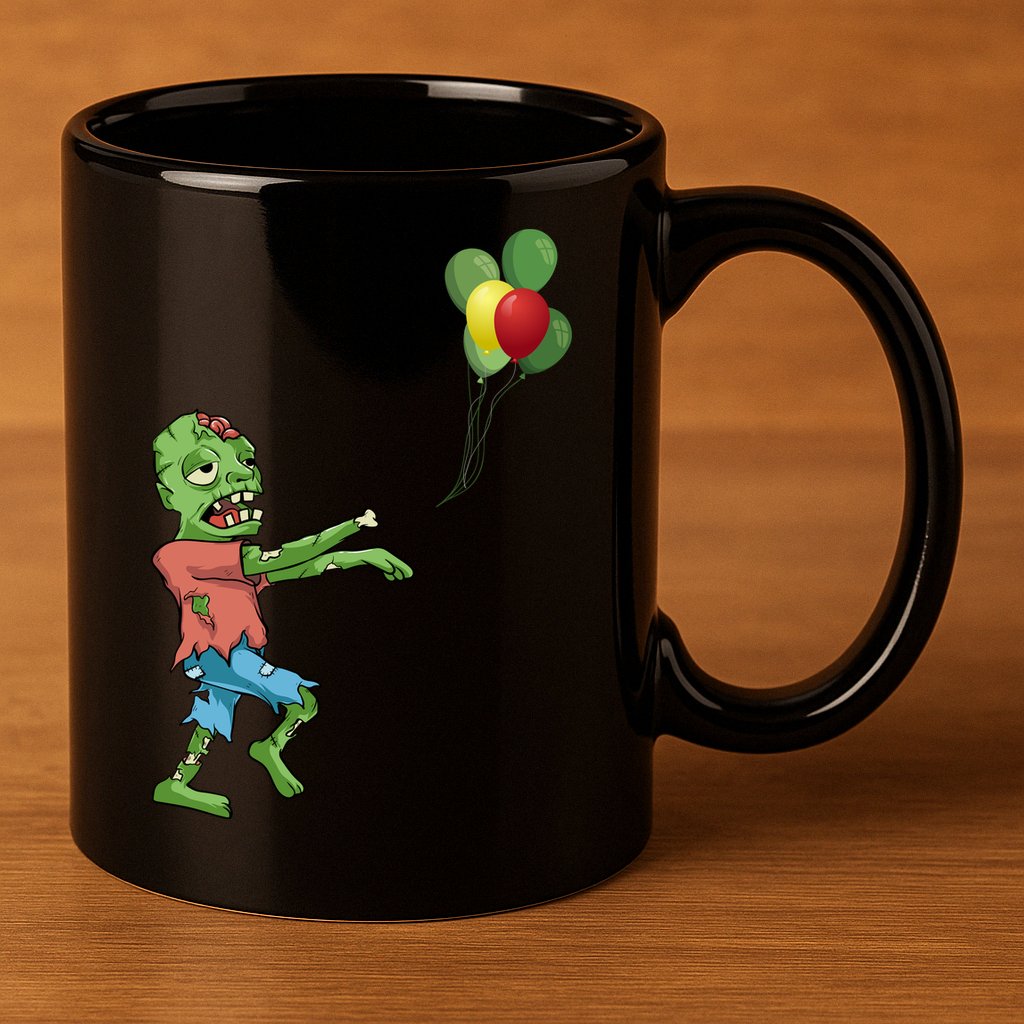 Zombie Birthday Balloon Funny 11oz C Handle Ceramic Mug