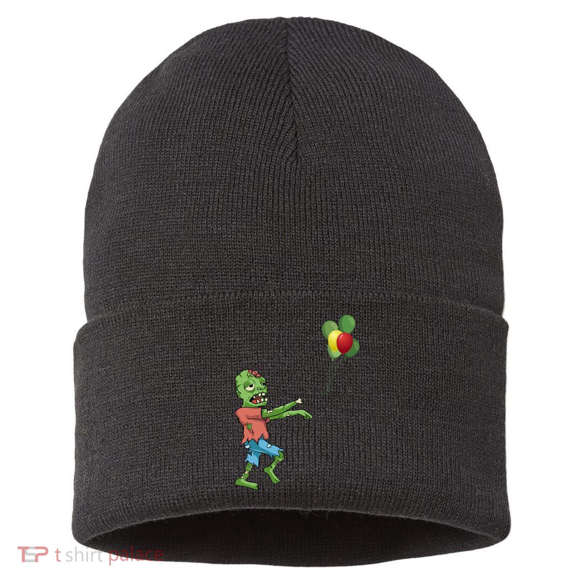 Zombie Birthday Balloon Funny Sustainable Knit Beanie