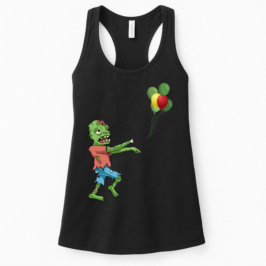 Zombie Birthday Balloon Funny Womens Tank Top