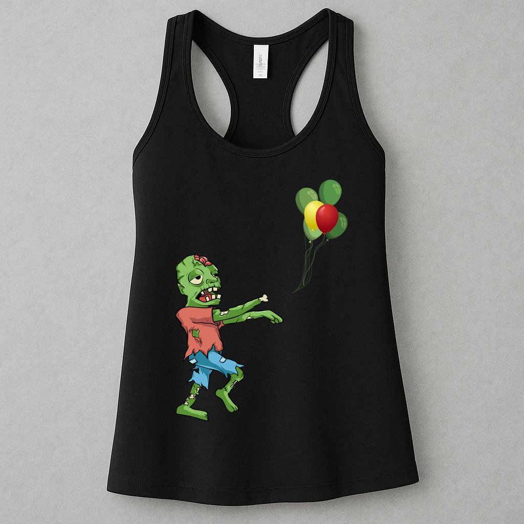Zombie Birthday Balloon Funny Womens Tank Top