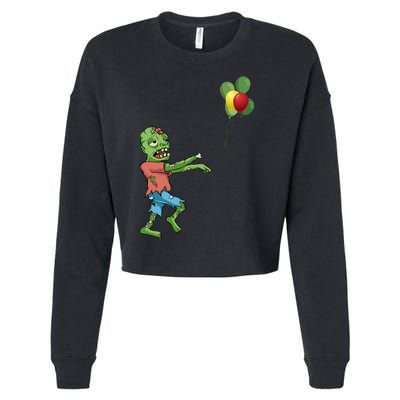 Zombie Birthday Balloon Funny Cropped Pullover Crew