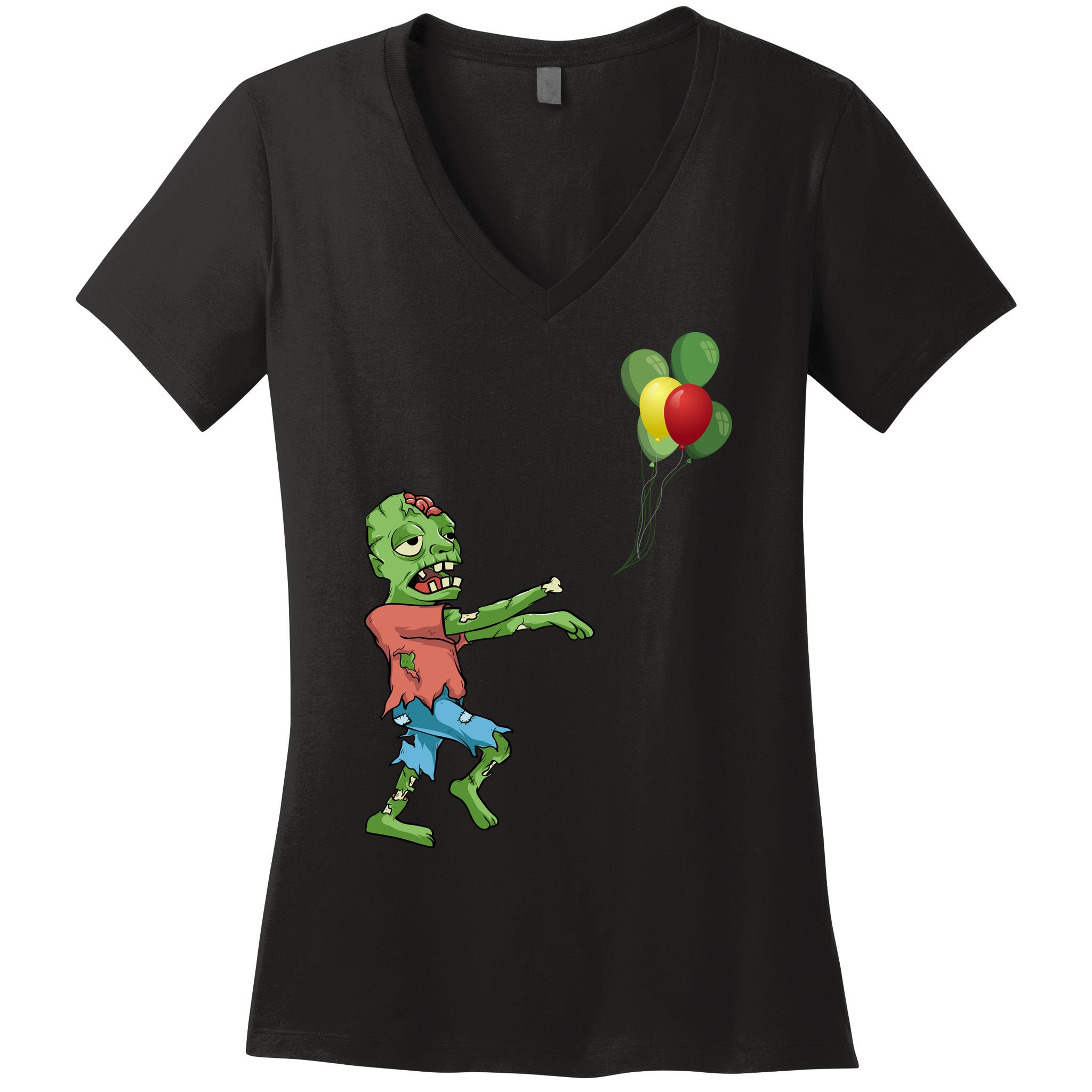 Zombie Birthday Balloon Funny Women's V-Neck T-Shirt