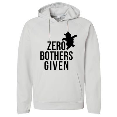 Zero Bothers Given Funny Gift Friends Performance Fleece Hoodie