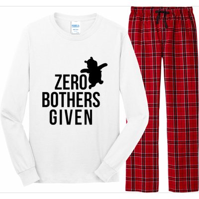 Zero Bothers Given Funny Gift Friends Long Sleeve Pajama Set