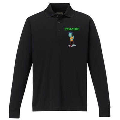 Zombie Boy Halloween Performance Long Sleeve Polo