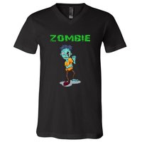 Zombie Boy Halloween V-Neck T-Shirt