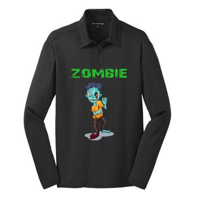 Zombie Boy Halloween Silk Touch Performance Long Sleeve Polo