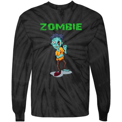 Zombie Boy Halloween Tie-Dye Long Sleeve Shirt