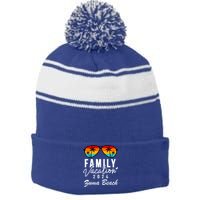 Zuma Beach Malibu California Family Vacation 2024 Great Gift Stripe Pom Pom Beanie