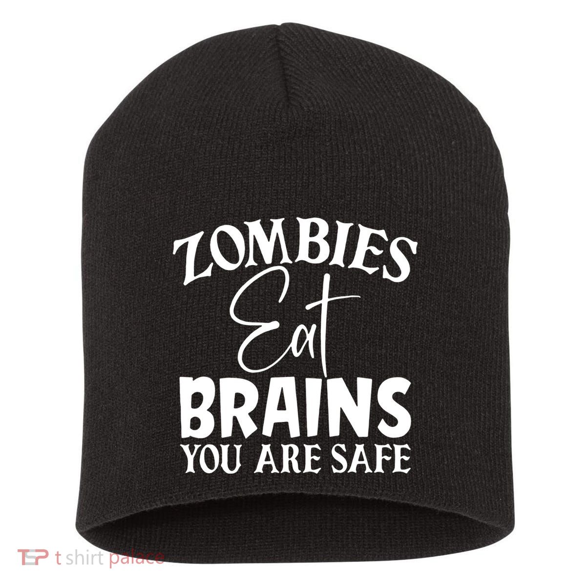 Zombies Brains Safe Short Acrylic Beanie