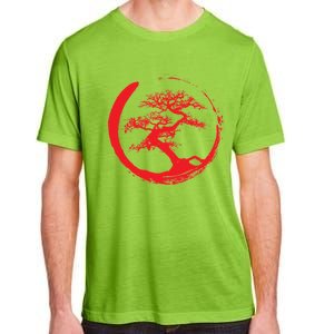 Zen Bonsai Tree In Enso Circle (Red) Adult ChromaSoft Performance T-Shirt