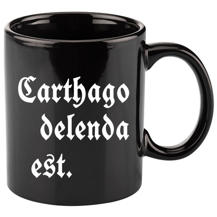 Zuck Bucks Wearing Carthago Delenda Est 11oz C Handle Ceramic Mug