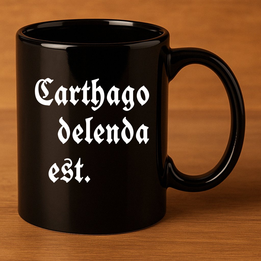 Zuck Bucks Wearing Carthago Delenda Est 11oz C Handle Ceramic Mug