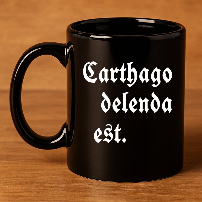 Zuck Bucks Wearing Carthago Delenda Est 11oz C Handle Ceramic Mug