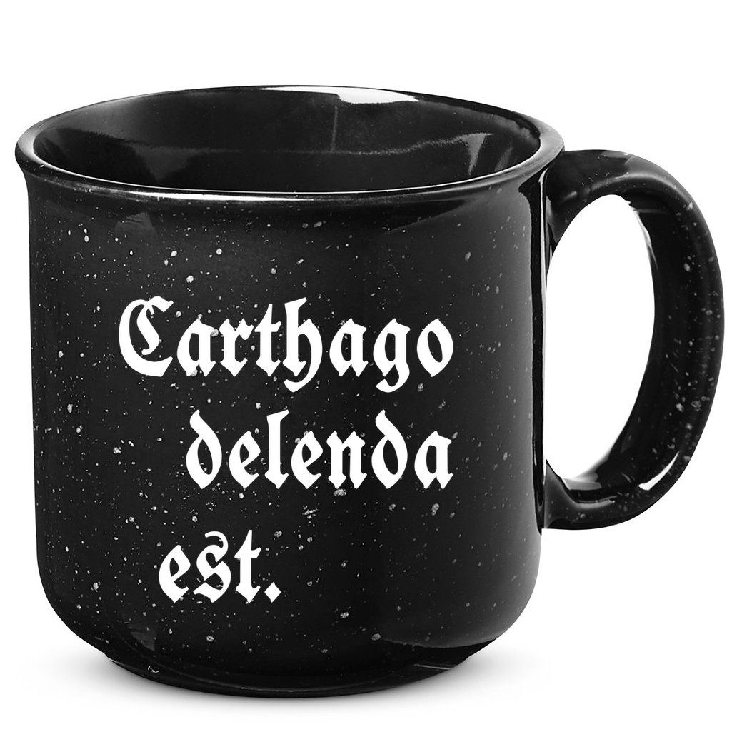 Zuck Bucks Wearing Carthago Delenda Est 15oz Campfire Ceramic Mug