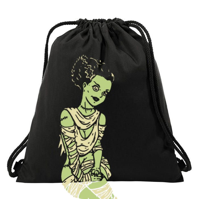 Zombie Bride Wedding Psychobilly Rockabilly Drawstring Bag