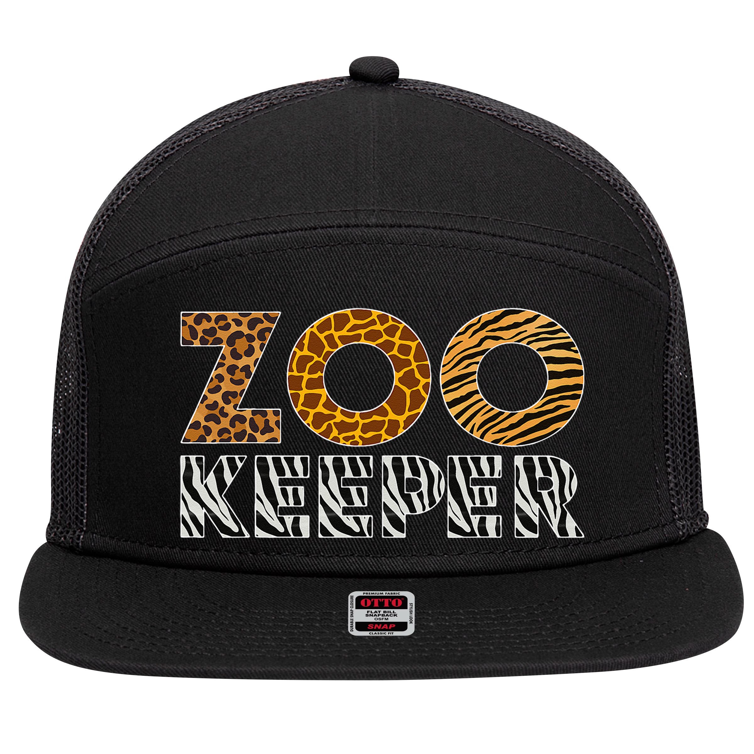 Zookeeper Costume African Animals Zebra Wild Print Savanna 7 Panel Mesh Trucker Snapback Hat