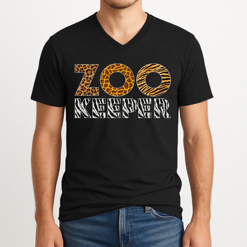 Zookeeper Costume African Animals Zebra Wild Print Savanna V-Neck T-Shirt
