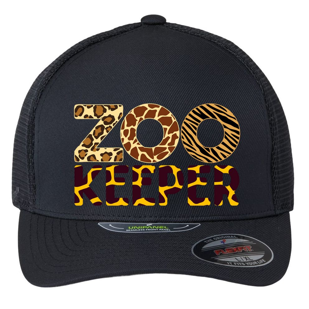 Zookeeper Costume African Animals Zebra Wild Print Flexfit Unipanel Trucker Cap