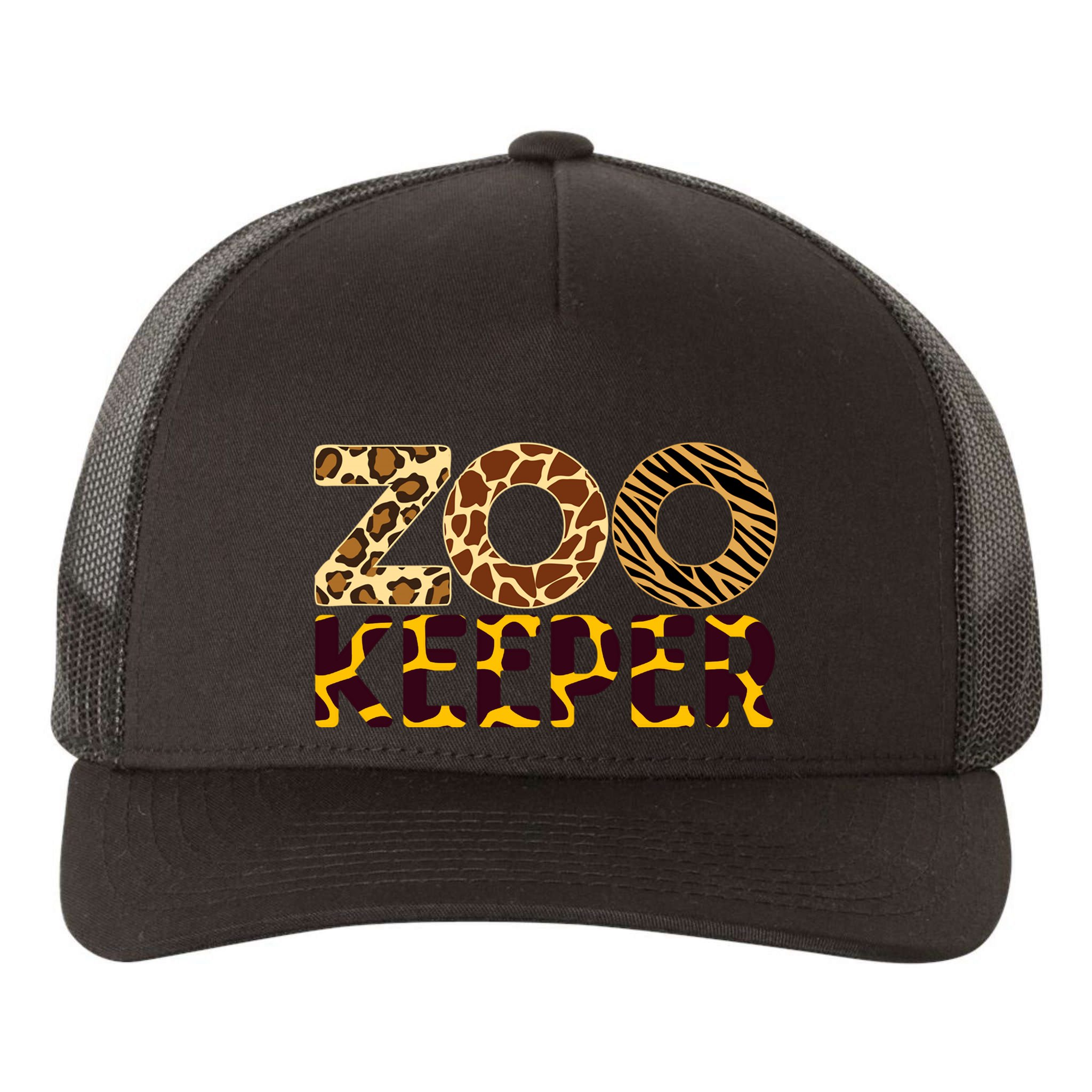 Zookeeper Costume African Animals Zebra Wild Print Yupoong Adult 5-Panel Trucker Hat