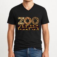 Zookeeper Costume African Animals Zebra Wild Print V-Neck T-Shirt