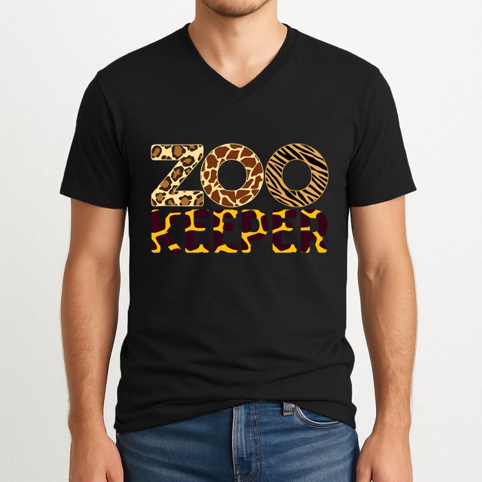 Zookeeper Costume African Animals Zebra Wild Print V-Neck T-Shirt