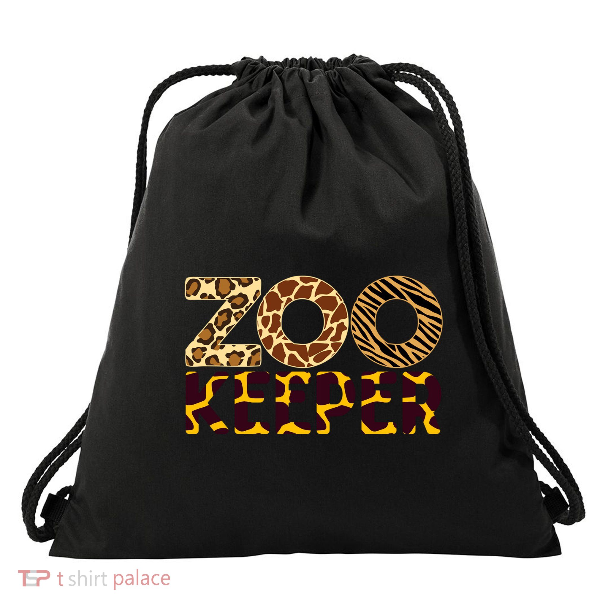 Zookeeper Costume African Animals Zebra Wild Print Drawstring Bag