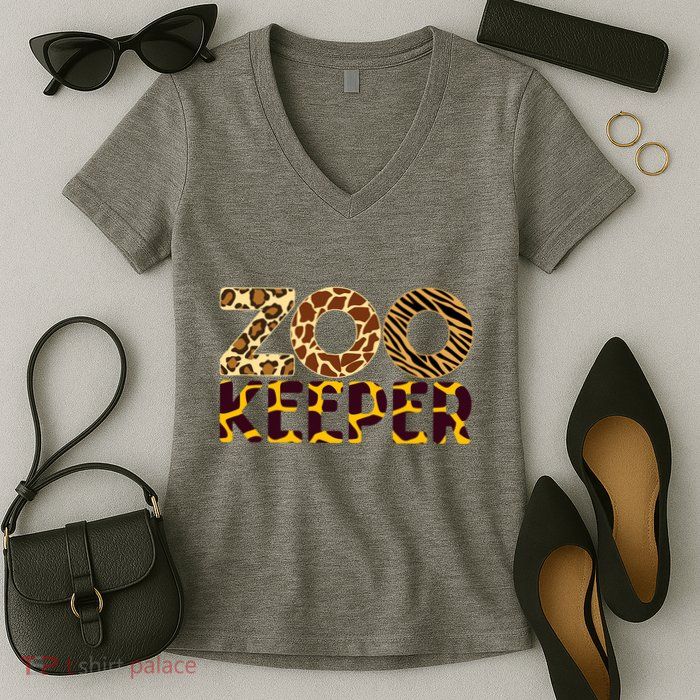 Zookeeper Costume African Animals Zebra Wild Print Women's V-Neck T-Shirt