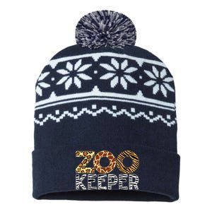 Zookeeper Costume African Animals Zebra Wild Print Savanna USA-Made Snowflake Beanie