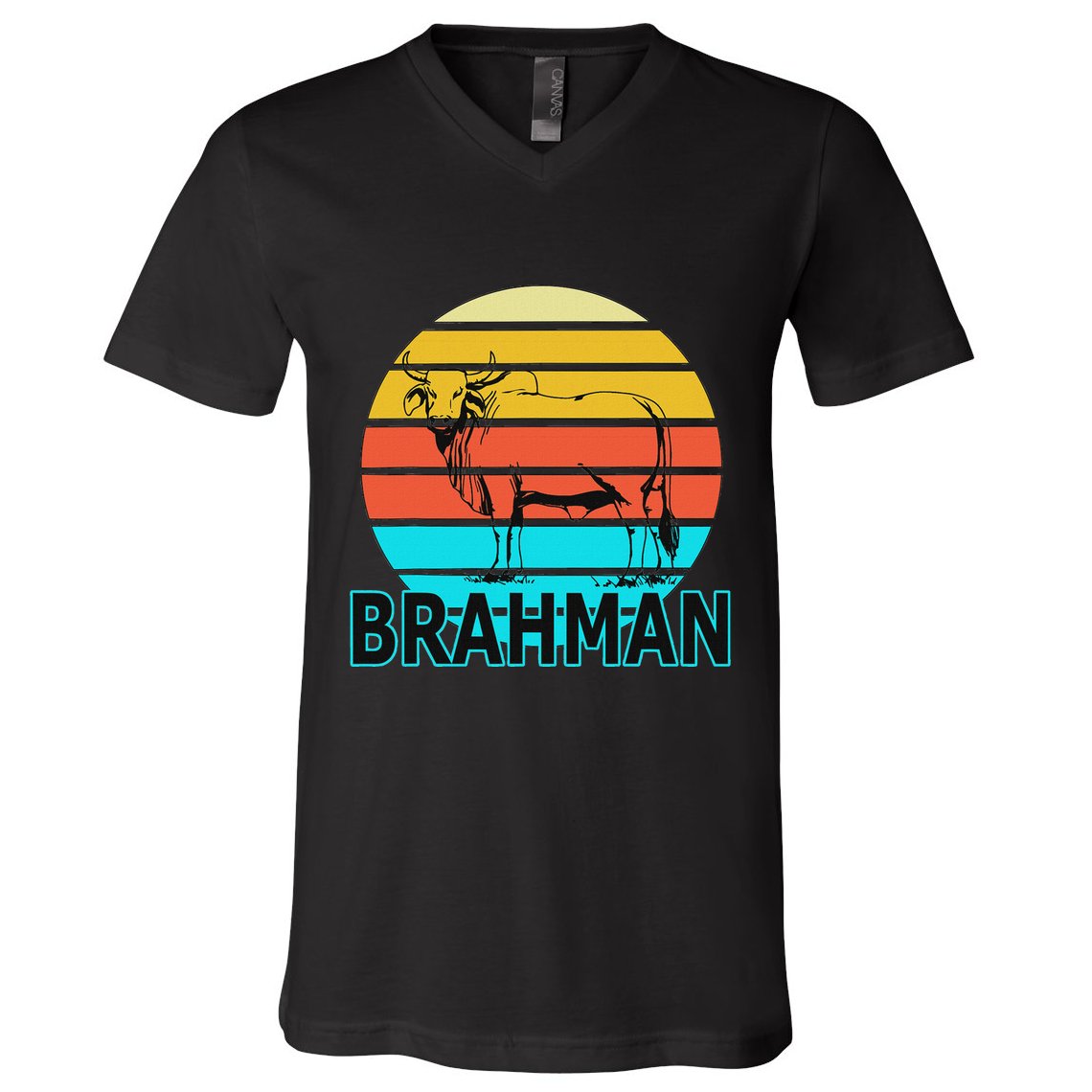 Zebu Cattle Brahma Bull Hump Dewlap Cow Indian Aurochs V-Neck T-Shirt