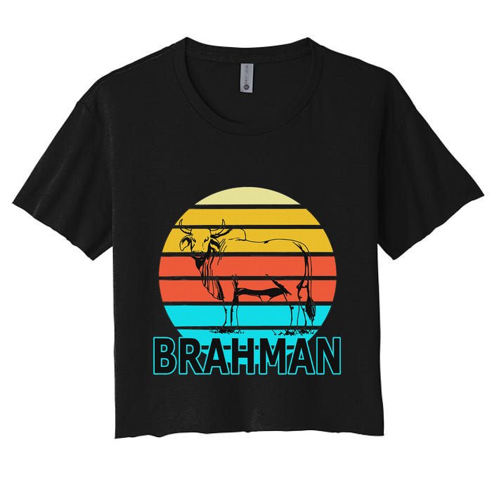 Zebu Cattle Brahma Bull Hump Dewlap Cow Indian Aurochs Women's Crop Top Tee