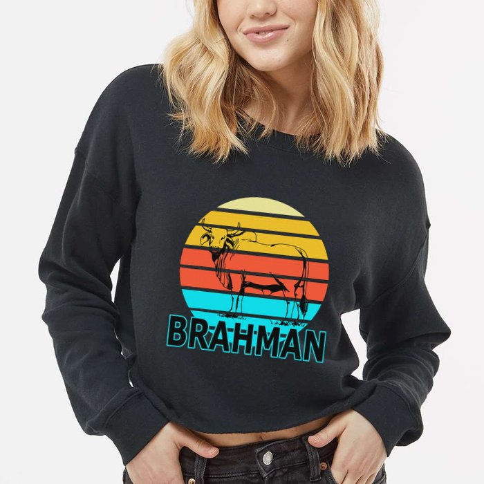 Zebu Cattle Brahma Bull Hump Dewlap Cow Indian Aurochs Cropped Pullover Crew