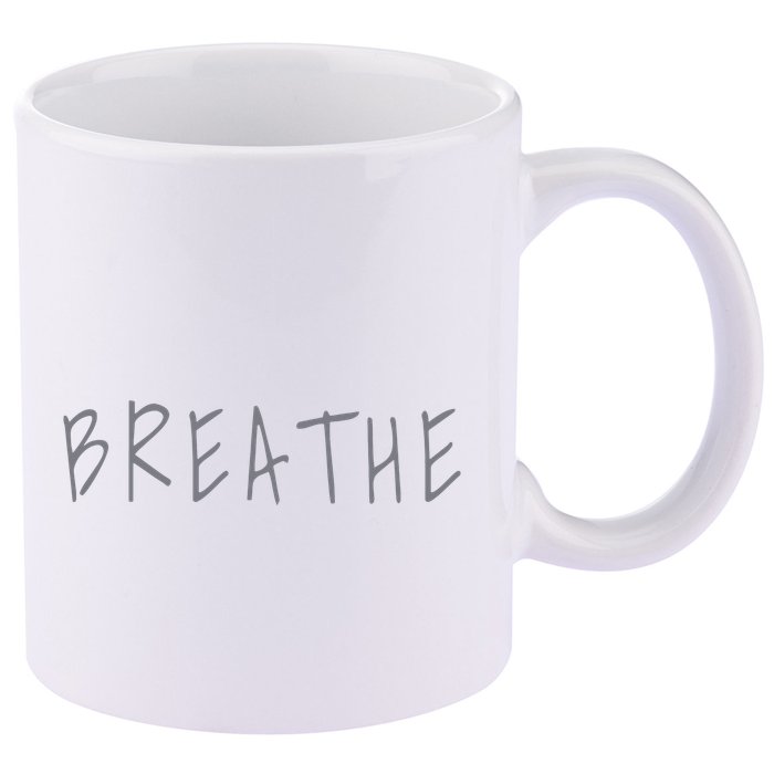 Zen Calm Breathe Yoga Meditation 11oz C Handle Ceramic Mug