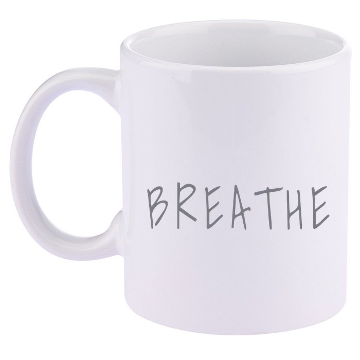 Zen Calm Breathe Yoga Meditation 11oz C Handle Ceramic Mug