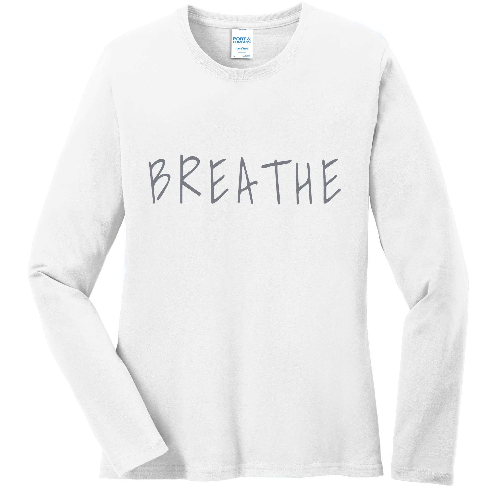 Zen Calm Breathe Yoga Meditation Ladies Long Sleeve Shirt