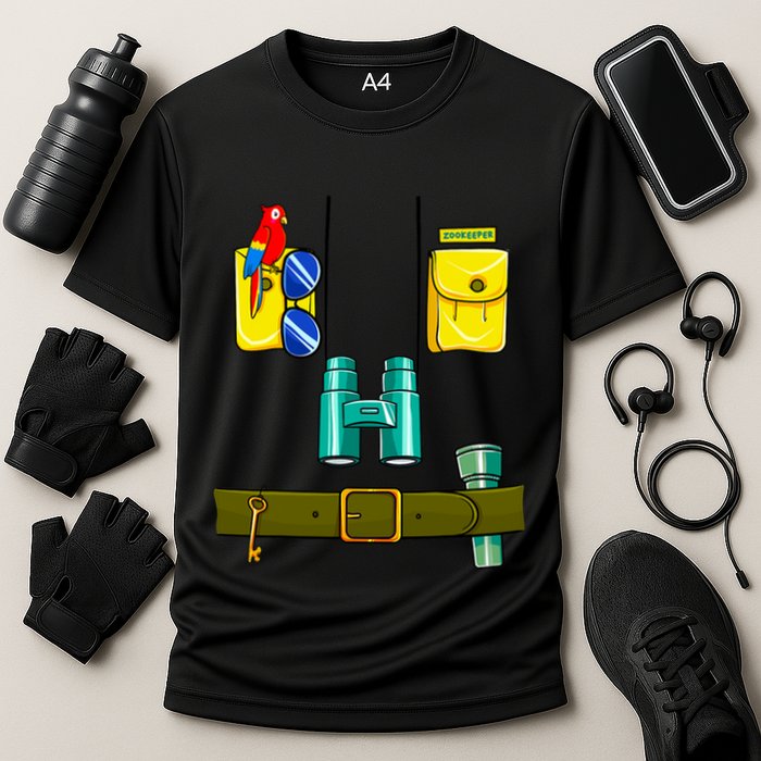 Zookeeper Costume Halloween DIY Jungle Safari Zoo Keeper Cooling Performance Crew T-Shirt