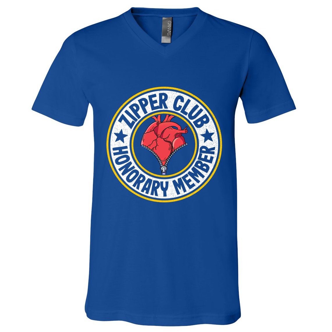 Zipper Club Honorary Member Bypass Open Heart Surgery Gift V-Neck T-Shirt