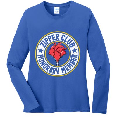 Zipper Club Honorary Member Bypass Open Heart Surgery Gift Ladies Long Sleeve Shirt