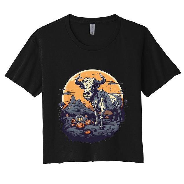 Zombie Cow Halloween Costume Scary Farm Animal Farmer Crop Top