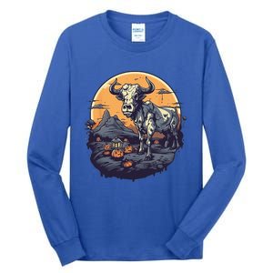 Zombie Cow Halloween Costume Scary Farm Animal Farmer Tall Long Sleeve T-Shirt