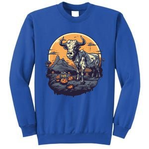 Zombie Cow Halloween Costume Scary Farm Animal Farmer Tall Sweatshirt